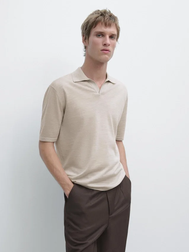 Knit V-Neck Polo Shirt Knit V-Neck Polo Shirt