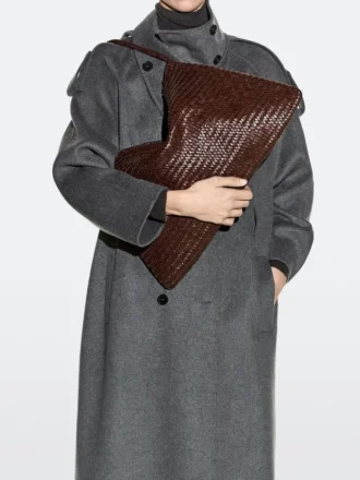 Large Woven Nappa Leather Satchel Bag