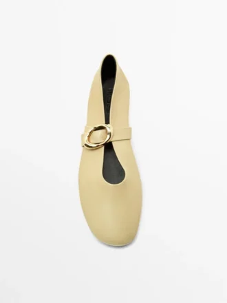 Leather Ballet Flats with Buckle