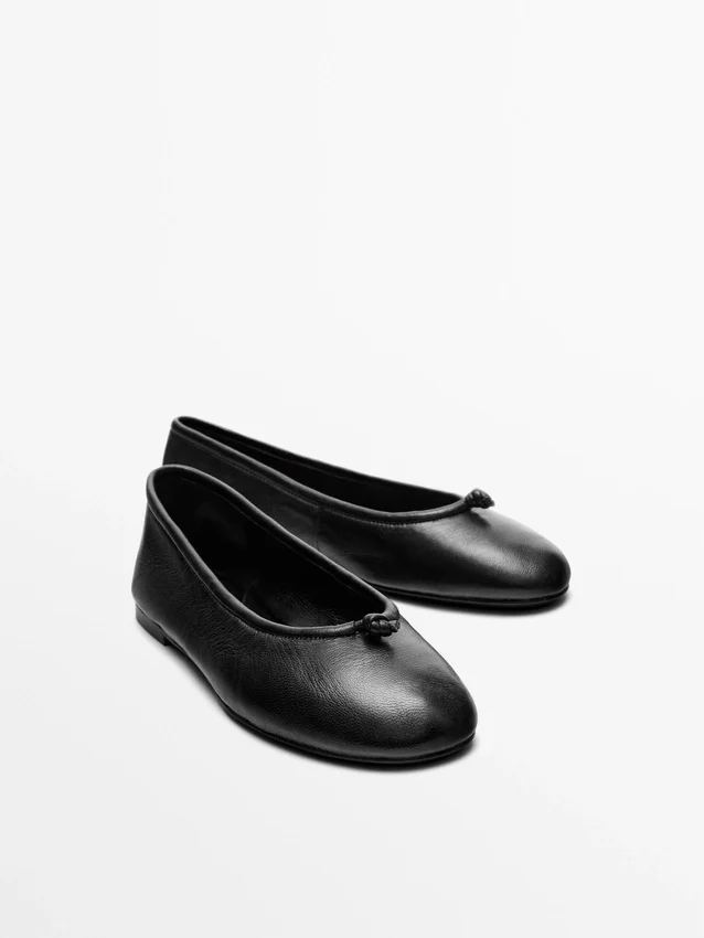 Leather Ballet Flats with Knot Leather Ballet Flats with Knot