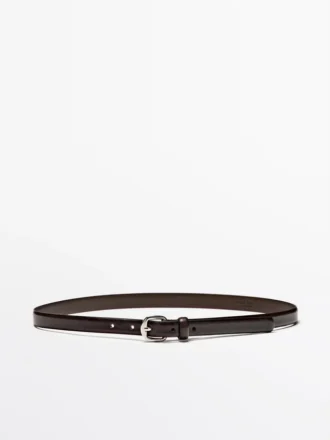 Leather Belt with Arched Buckle
