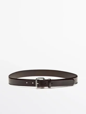 Leather Belt with Square Buckle