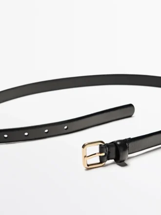 Leather Belt with Square Buckle