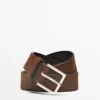 Leather Belt with Square Buckle
