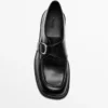 Leather Derby Shoes with Buckle