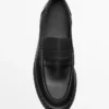 Leather Track-Sole Loafers with Penny Strap