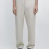 Lightweight Linen Trousers with Herringbone Detail