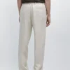 Lightweight Linen Trousers with Herringbone Detail