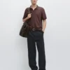 Linen and Cotton Short Sleeve Polo Shirt
