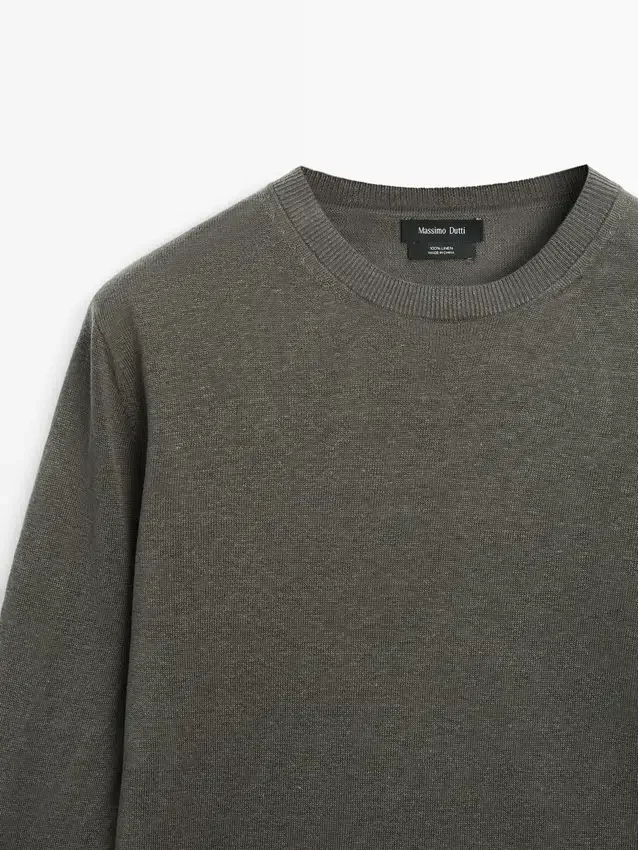 Linen Knit Crew Neck Sweater Linen Knit Crew Neck Sweater