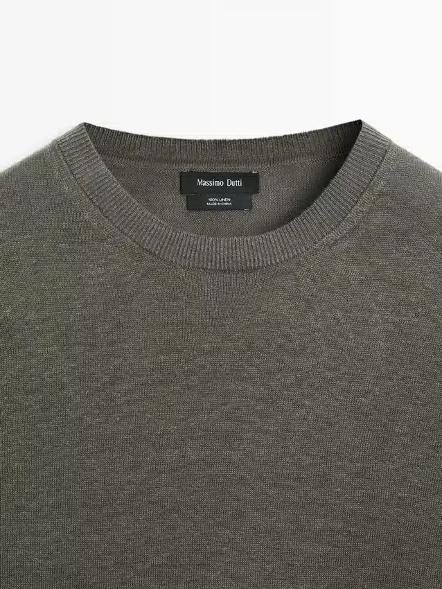 Linen Knit Crew Neck Sweater Linen Knit Crew Neck Sweater