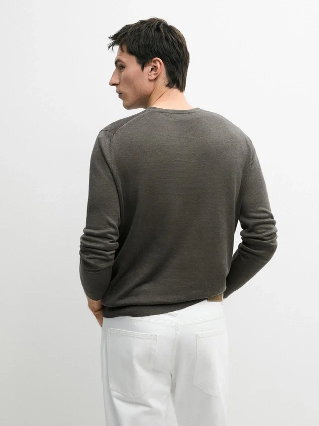 Linen Knit Crew Neck Sweater Linen Knit Crew Neck Sweater