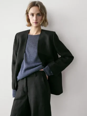 Linen Lapelless Blazer