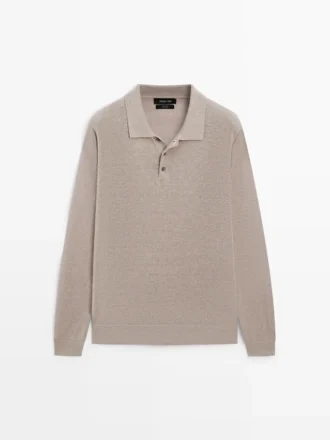 Linen Polo Collar Knit Sweater