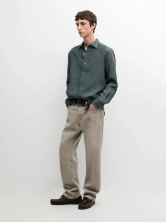 Linen Shirt with Placket Detail
