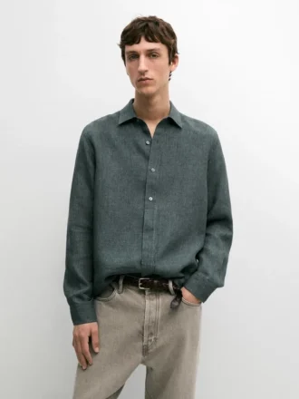 Linen Shirt with Placket Detail