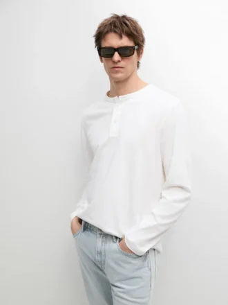 Long Sleeve Henley Neck T-Shirt