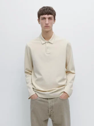 Long Sleeve Mercerised Cotton Piqua Polo Shirt