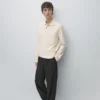 Long Sleeve Polo Shirt with Ribbed Detail