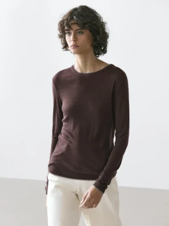 Long Sleeve T-Shirt with Double Layer Trim