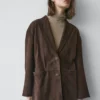 Long Suede Leather Coat