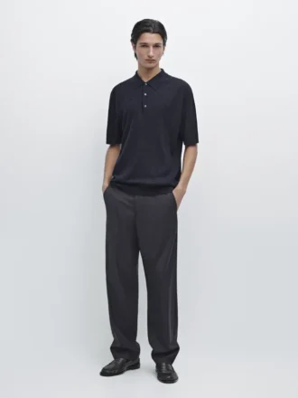 Merino Wool Knit Polo Sweater