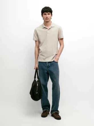 Micro-Textured Cotton Piqua Polo Shirt