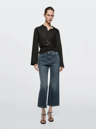 Mid-Rise Cropped Flare Fit Jeans