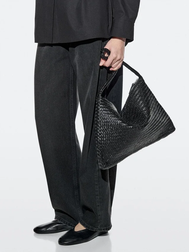 Mid-Sized Braided Leather Shoulder Bag Mid-Sized Braided Leather Shoulder Bag