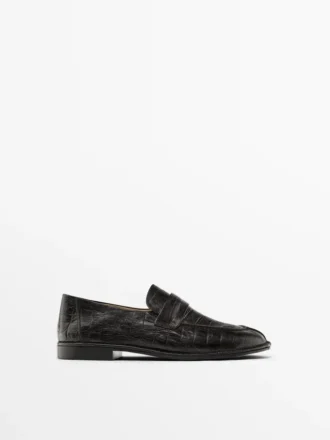 Mock Croc Embossed Loafers