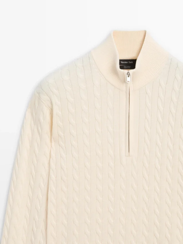 Mock Neck Knit Sweater with Zip Mock Neck Knit Sweater with Zip