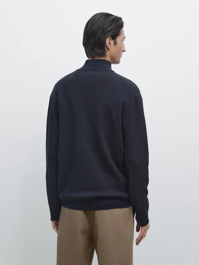 Mock Neck Knit Sweater with Zip Mock Neck Knit Sweater with Zip