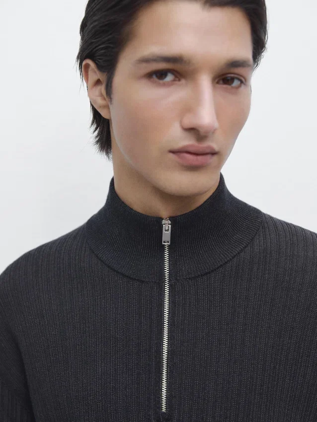 Mock Neck Knit Sweater with Zip Mock Neck Knit Sweater with Zip