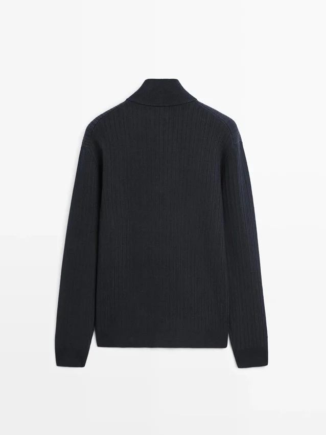 Mock Neck Knit Sweater with Zip Mock Neck Knit Sweater with Zip