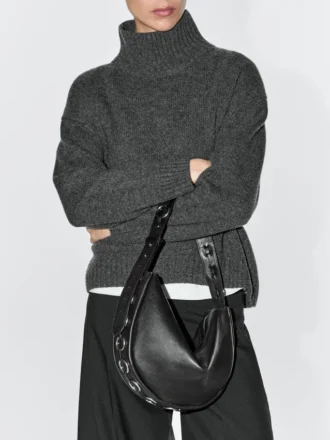 Nappa Leather Bag with Eyelets