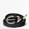 Nappa Leather Belt with Metallic Detail