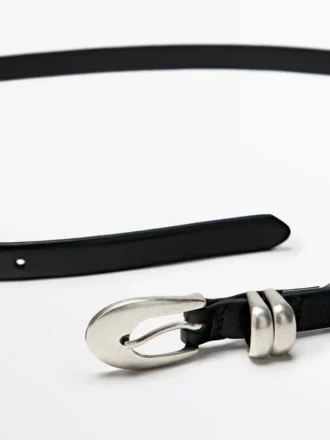 Nappa Leather Belt with Oval Buckle