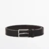 Nappa Leather Belt with Rectangular Buckle
