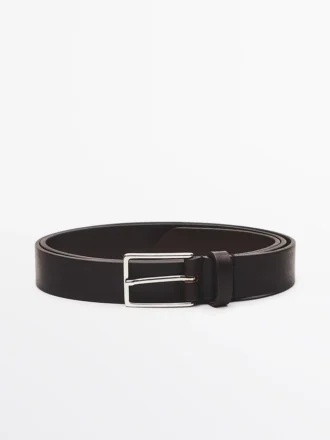 Nappa Leather Belt with Rectangular Buckle