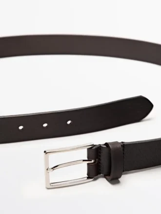 Nappa Leather Belt with Rectangular Buckle