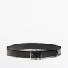 Nappa Leather Belt with Square Buckle