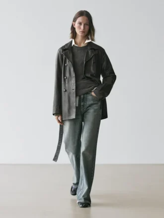 Nappa Leather Jacket with Belt Detail