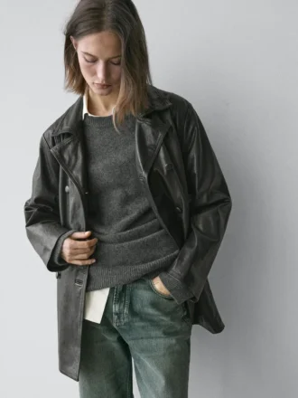 Nappa Leather Jacket with Belt Detail