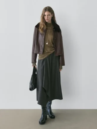 Nappa Leather Jacket with Lambskin Collar