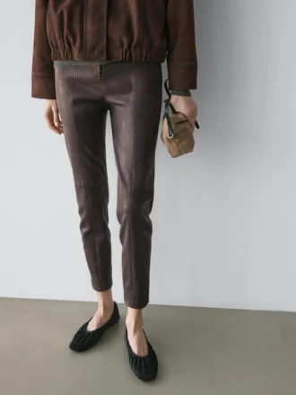 Nappa Leather Leggings with Elasticated Detail