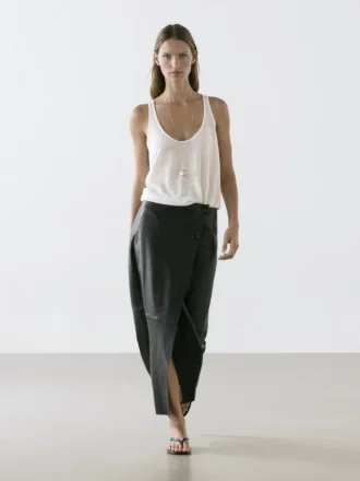 Nappa Leather Midi Skirt with Seams Nappa Leather Midi Skirt with Seams