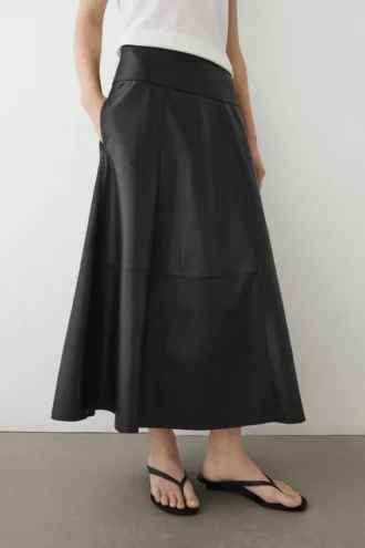 Nappa Leather Midi Skirt with Seams Nappa Leather Midi Skirt with Seams
