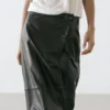 Nappa Leather Midi Skirt with Seams
