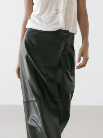 Nappa Leather Midi Skirt with Seams Nappa Leather Midi Skirt with Seams