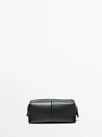 Nappa Leather Toiletry Bag with Zip